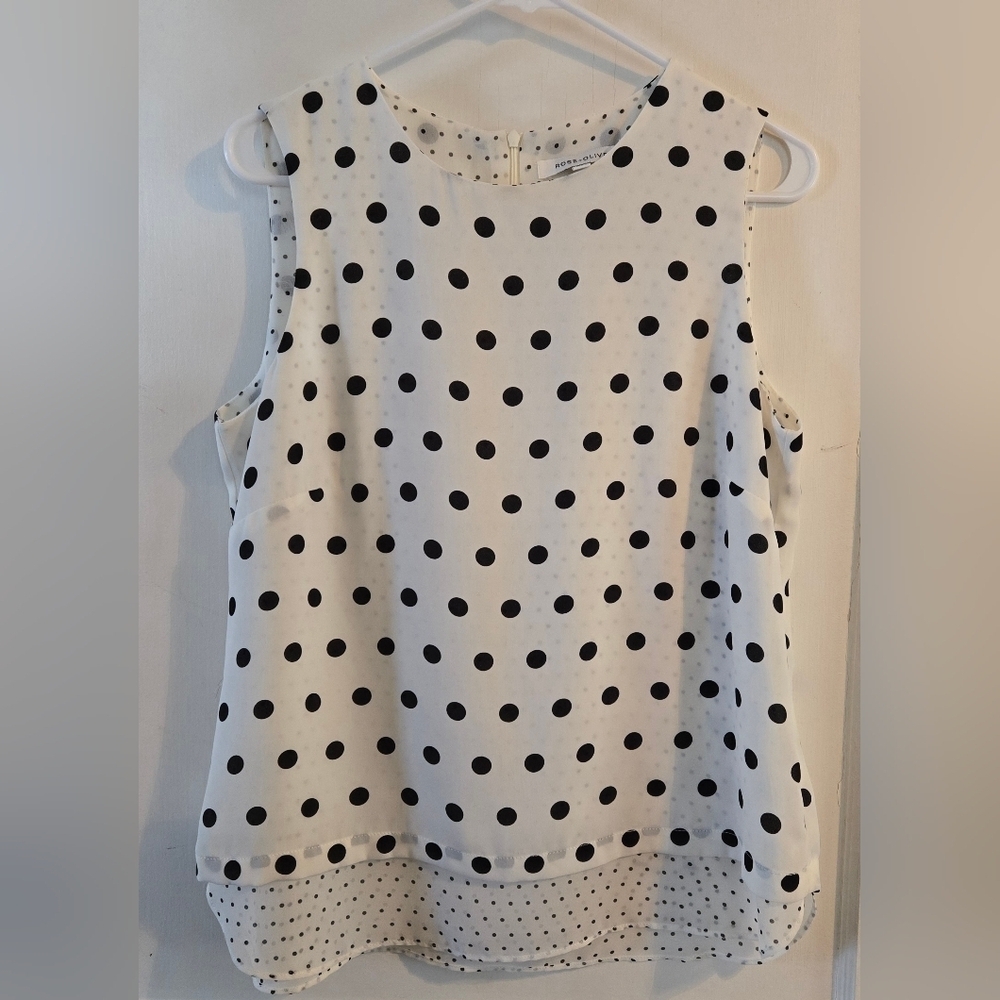 NWOT | Rose + Olive | Sheer Two Layer Sleeveless Blouse | M | - Picture 3 of 8